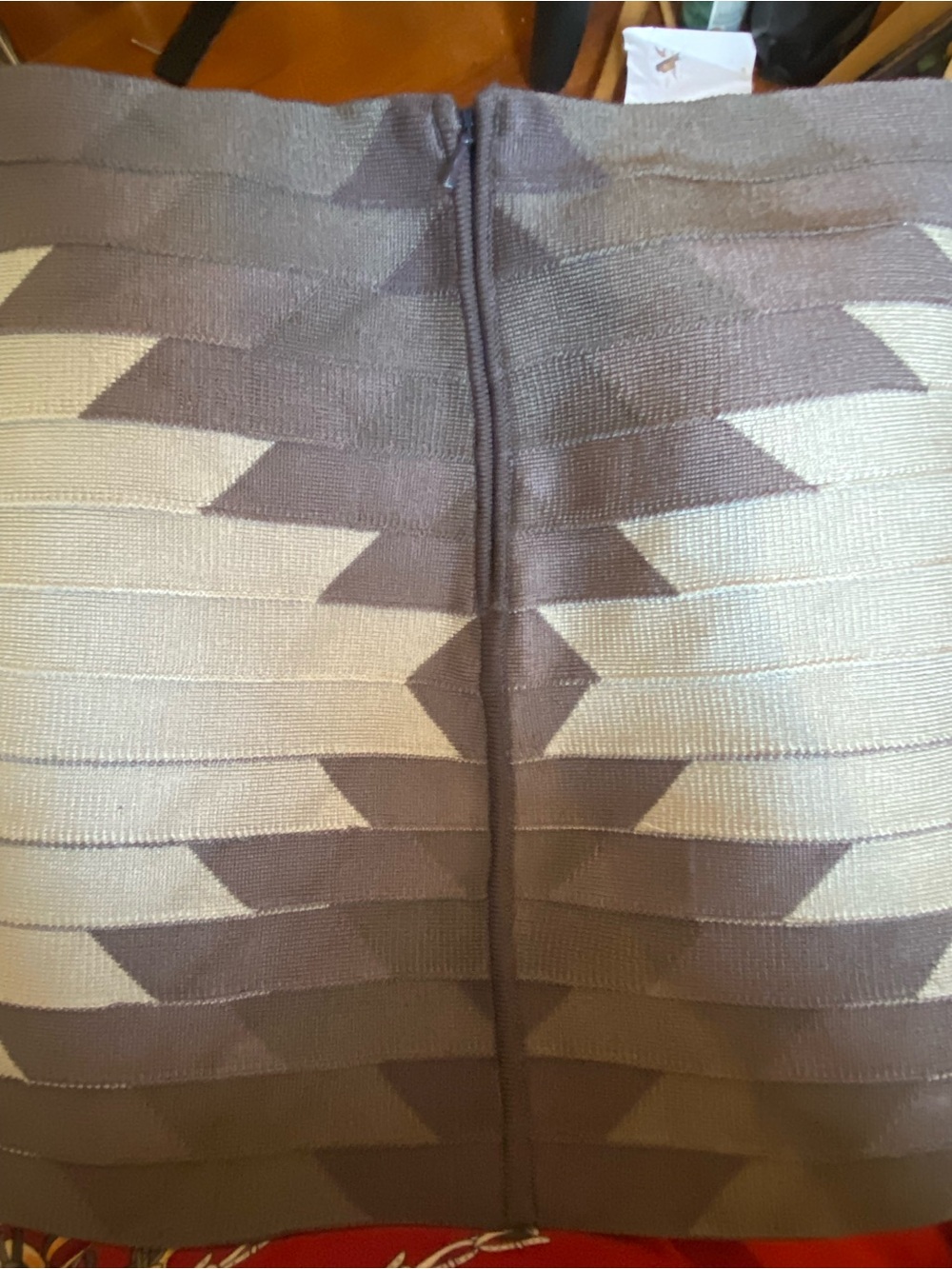 Haute Hippie Geo-Stripe Skirt in Light Gray & Charcoal - Picture 3 of 6